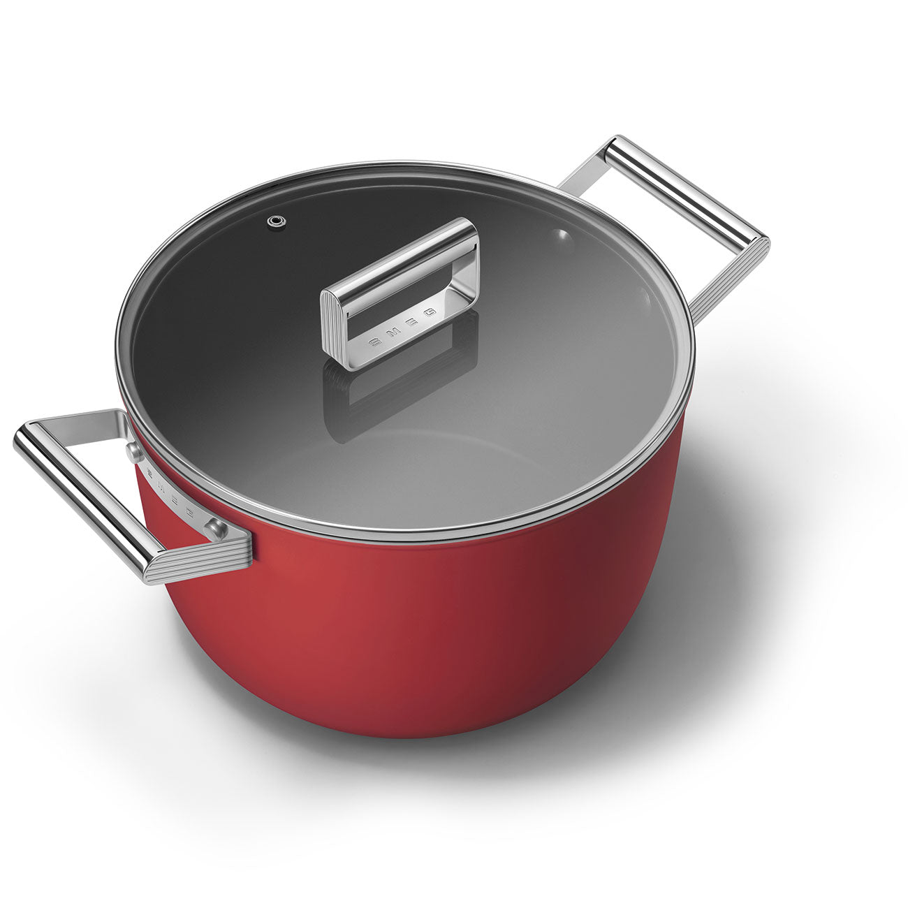 SMEG CKFC2611RDM Kochtopf 2 Griffe mit Deckel, Durchmesser 26cm, Rot